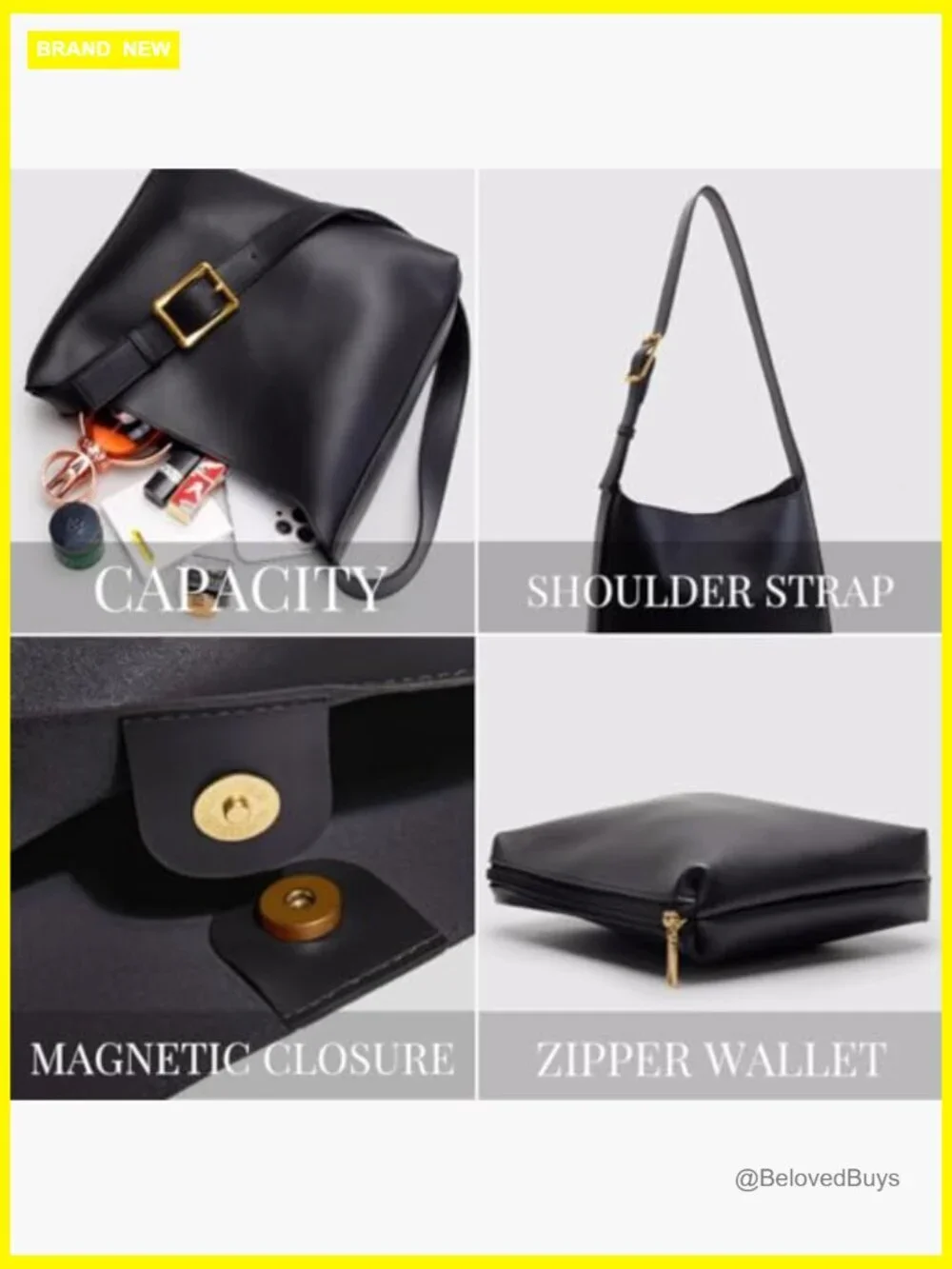 Faux Leather Slouchy Hobo Bag with Wallet, Crossbody Tote